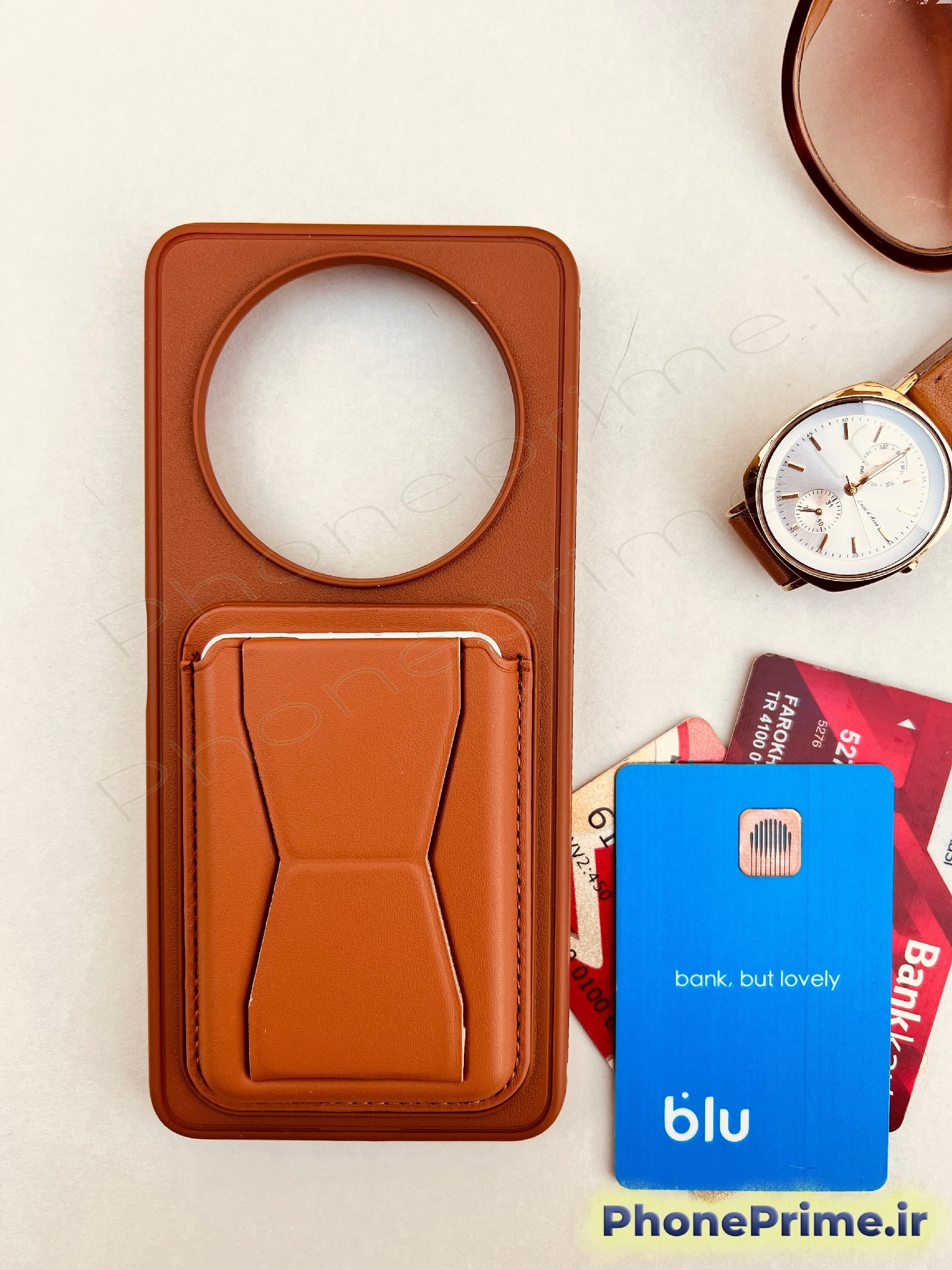 کیف کلاسوری چرمی گوشی با جای کارت و پول - فروشگاه فون پرایم