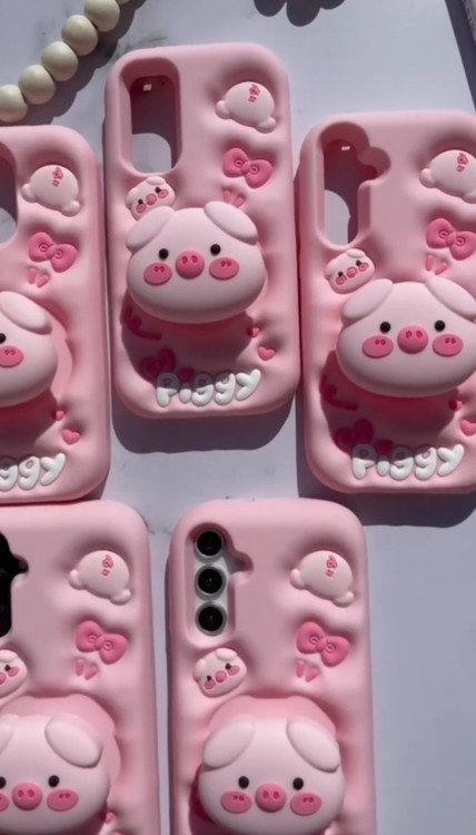 کاور صورتی طرح خوک پاپ سوکت دار iphone 13 promax فانتزی