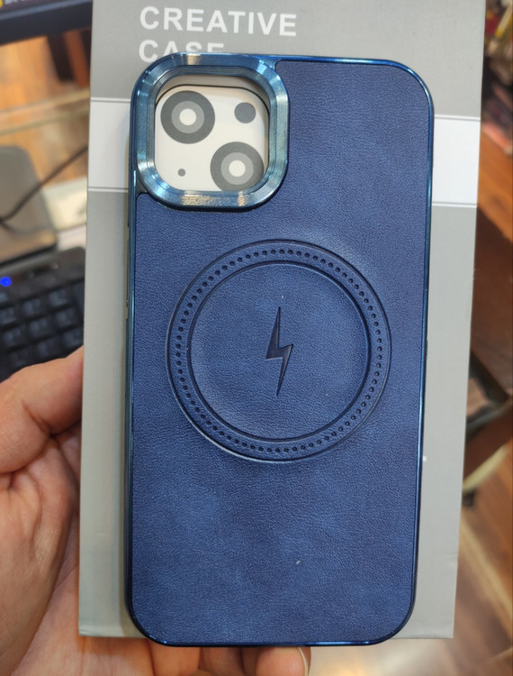 کاور چرمی سرمه ای مک سیف دار آیفون ۱۳ نرمال