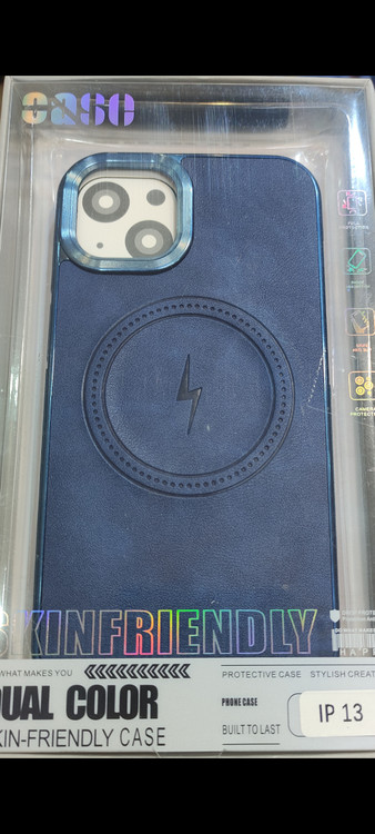 کاور چرمی سرمه ای مک سیف دار آیفون ۱۳ نرمال