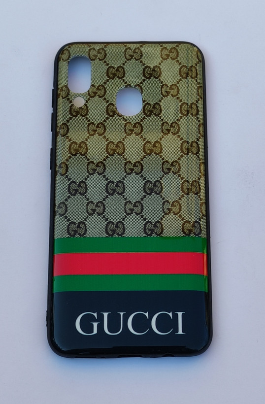 کاور لاکچری سامسونگ A20 و A30 طرح برند گوچی با چاپ رنگ ثابت و سطح براق