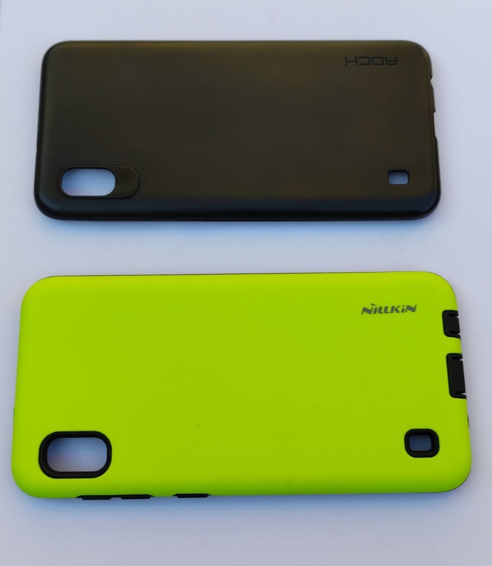 کاور نیلکین سبز فسفری مات سامسونگ A10 با طراحی دو‌لایه و کاور مشکی هدیه