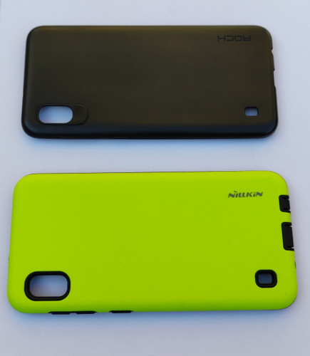 کاور نیلکین سبز فسفری مات سامسونگ A10 با طراحی دولایه و کاور مشکی هدیه