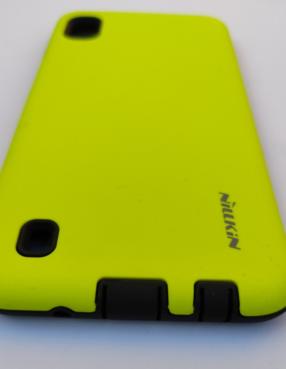 کاور نیلکین سبز فسفری مات سامسونگ A10 با طراحی دولایه و کاور مشکی هدیه