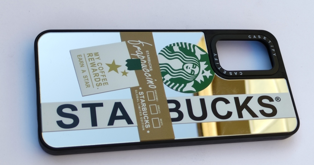 کاور آینه‌ای طرح استارباکس مخصوص سامسونگ A13 و A23 با سطح براق و طراحی خاص