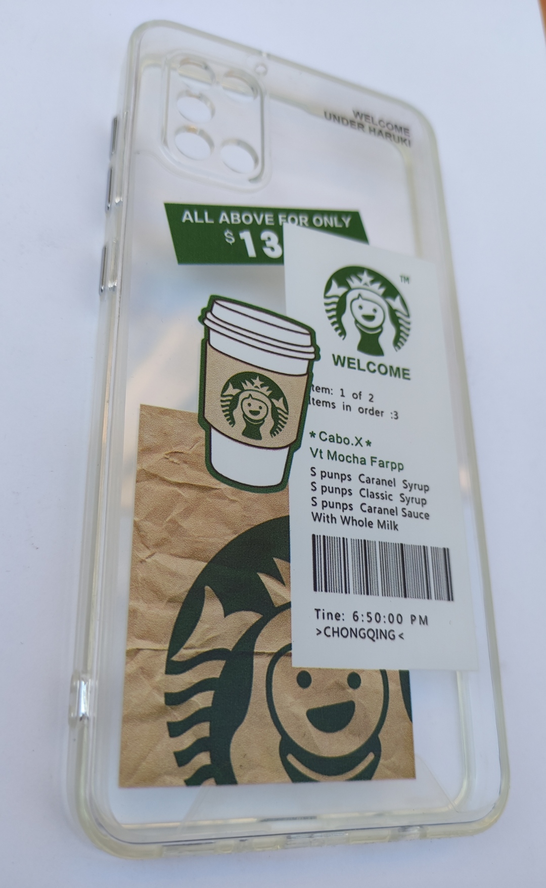 کاور شفاف طرح استارباکس مخصوص سامسونگ A31 با رنگ ثابت و کیفیت بالا