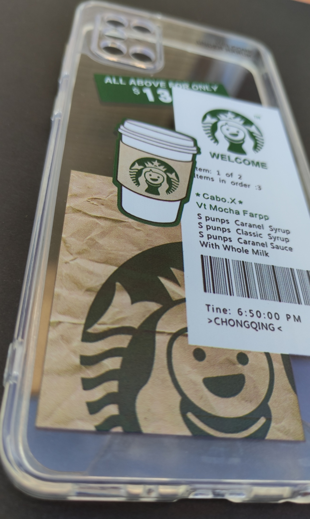 کاور شفاف طرح استارباکس مخصوص سامسونگ A31 با رنگ ثابت و کیفیت بالا