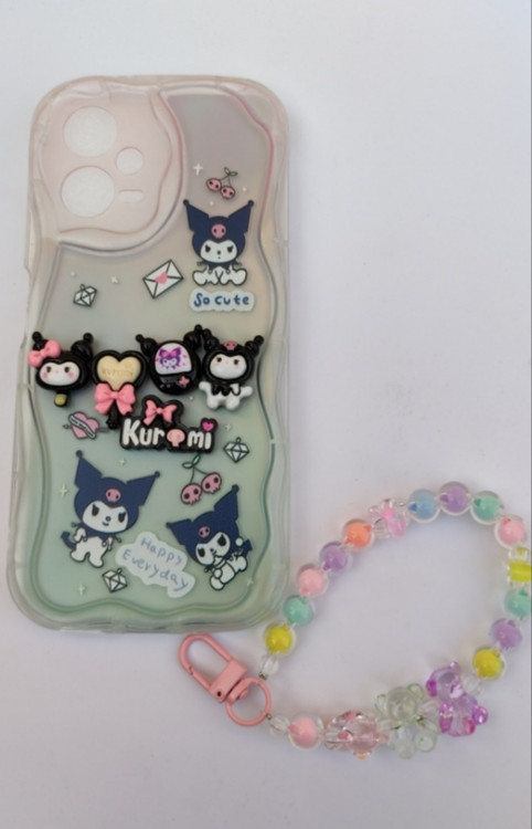 کاور آویزدار کرومی Xiaomi Note 12 5G با عروسک شیشهای خرس و مهره رنگی