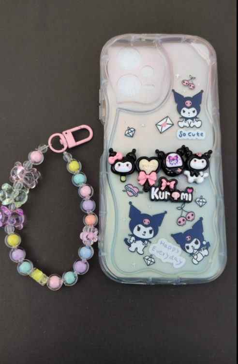 کاور آویزدار کرومی Xiaomi Note 12 5G با عروسک شیشهای خرس و مهره رنگی