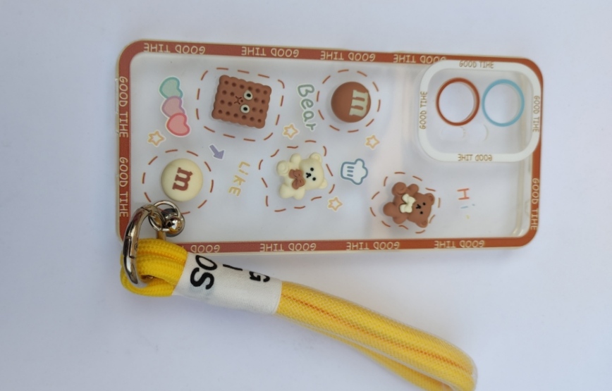 کاور شفاف Xiaomi X4 GT با عروسک خرس و بیسکویت و حاشیه قهوه‌ای