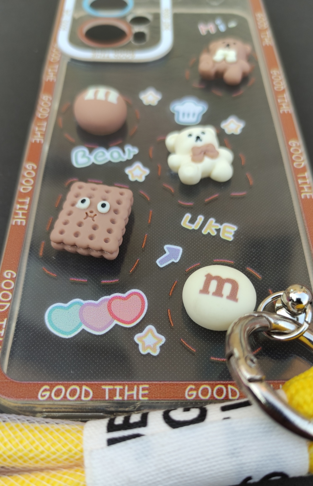 کاور شفاف Xiaomi X4 GT با عروسک خرس و بیسکویت و حاشیه قهوه‌ای