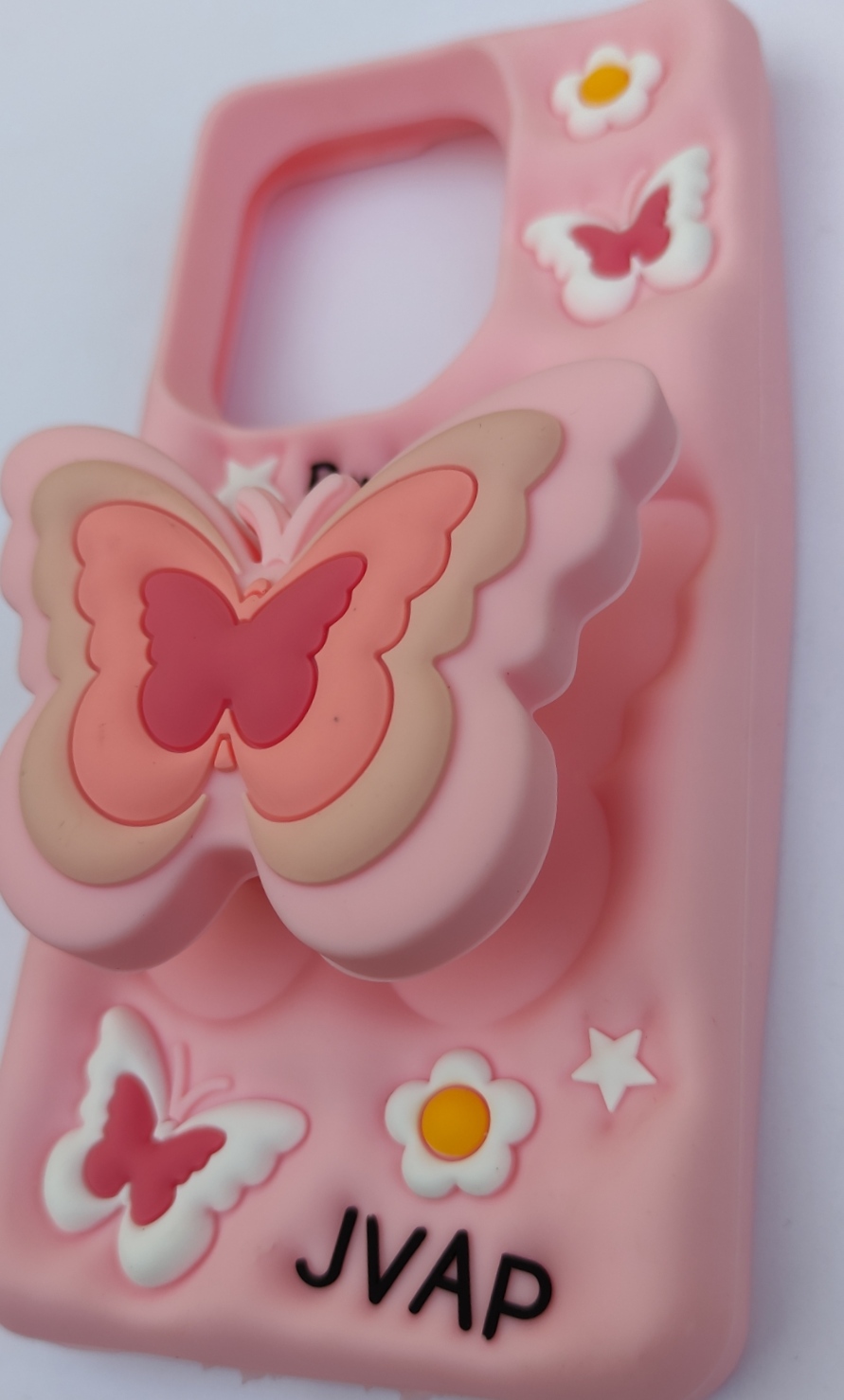 کاور برجسته سیلیکونی Redmi Note 13 4G صورتی پاپ‌سوکت طرح پروانه