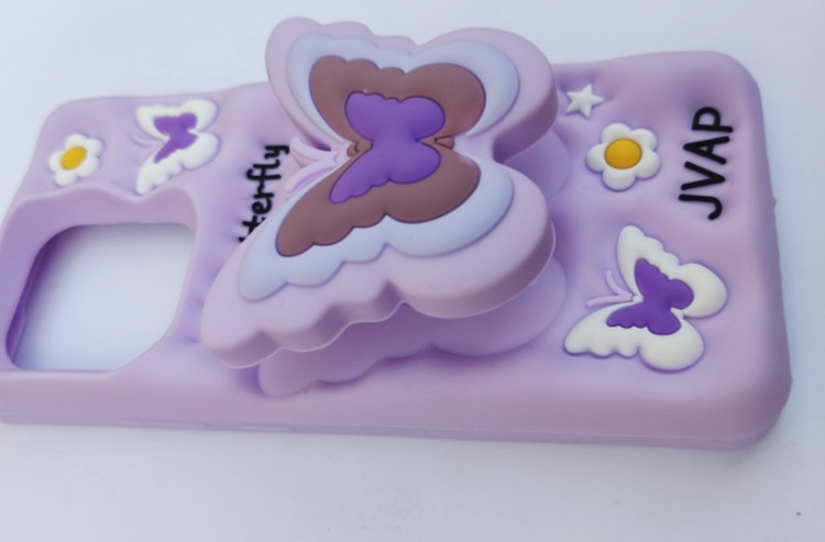 کاور برجسته سیلیکونی Redmi Note 13 4G بنفش پاپسوکت طرح پروانه