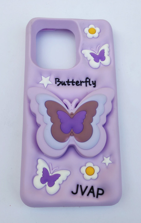 کاور برجسته سیلیکونی Redmi Note 13 4G بنفش پاپسوکت طرح پروانه