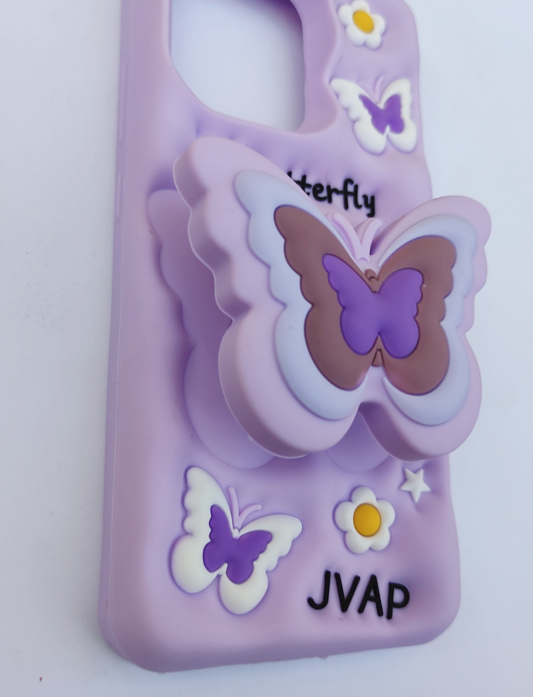 کاور برجسته سیلیکونی Redmi Note 13 4G بنفش پاپ‌سوکت طرح پروانه