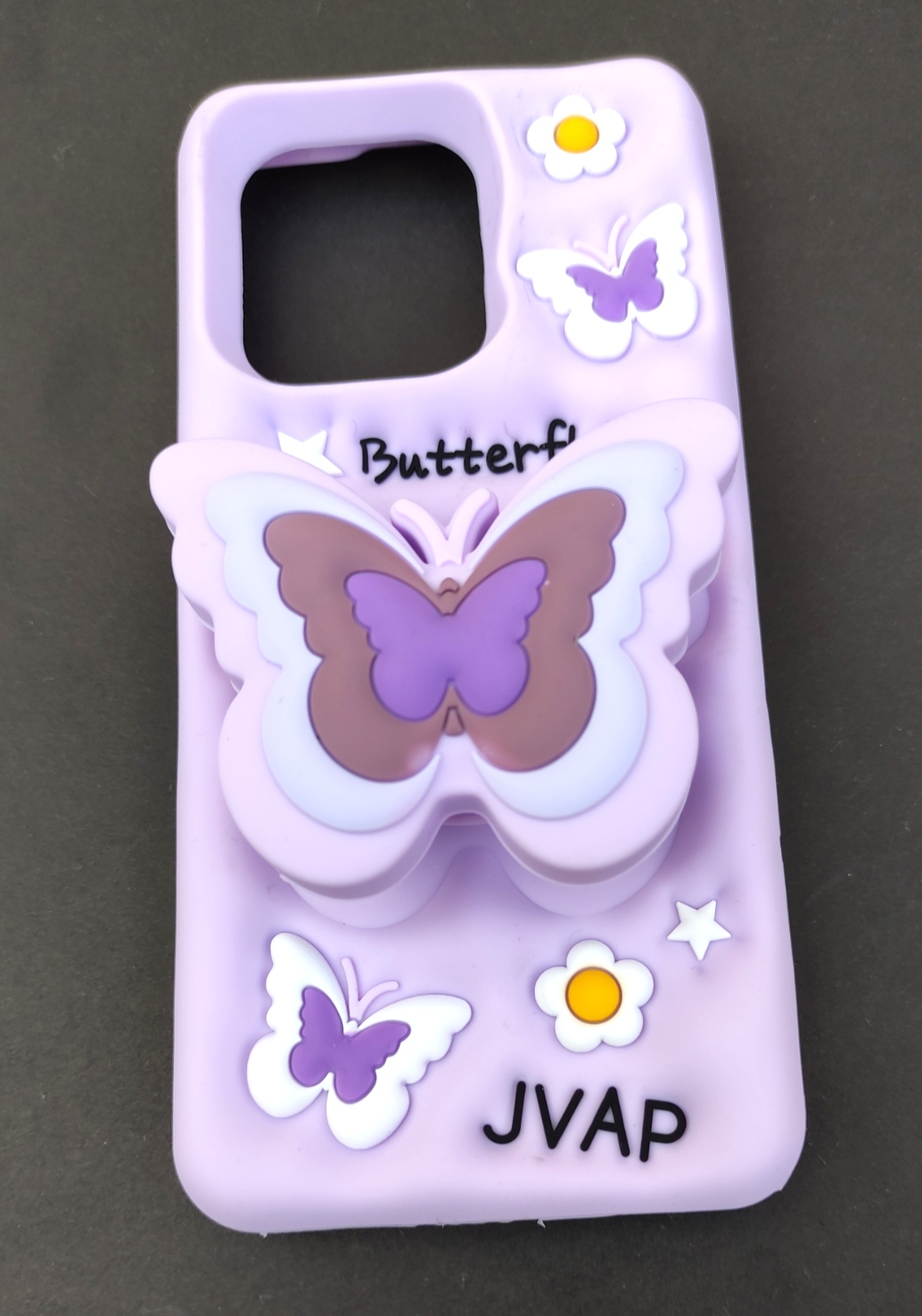 کاور برجسته سیلیکونی Redmi Note 13 4G بنفش پاپ‌سوکت طرح پروانه