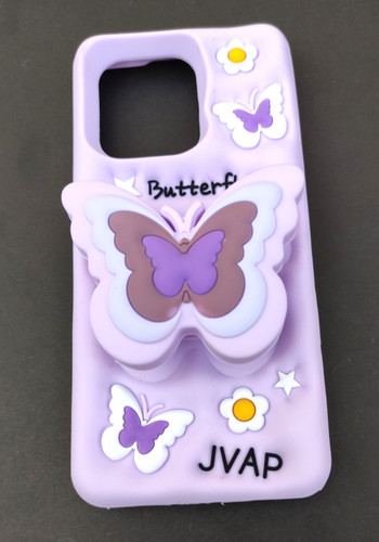 کاور برجسته سیلیکونی Redmi Note 13 4G بنفش پاپسوکت طرح پروانه