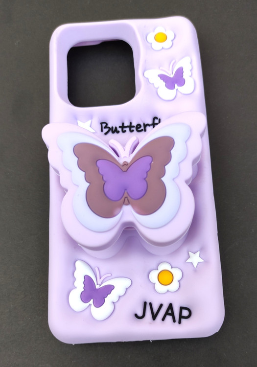 کاور برجسته سیلیکونی Redmi Note 13 4G بنفش پاپسوکت طرح پروانه