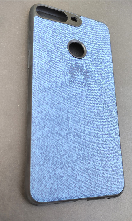 قاب پلاستیکی پشت پارچهای آبی مناسب Huawei Y7 2018