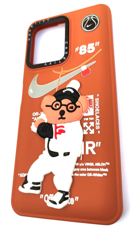 کاور برجسته Redmi Note 12 5G طرح خرس بیسبال با پسزمینه قهوهای و لوگو نایک