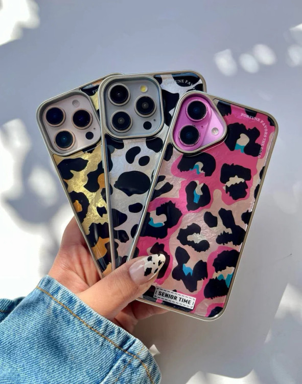 کاور طرح دار شیائومی نوت 14 پرو 5G طرح دار فانتزی دخترانه صورتی و سیلور با طرح پلنگی