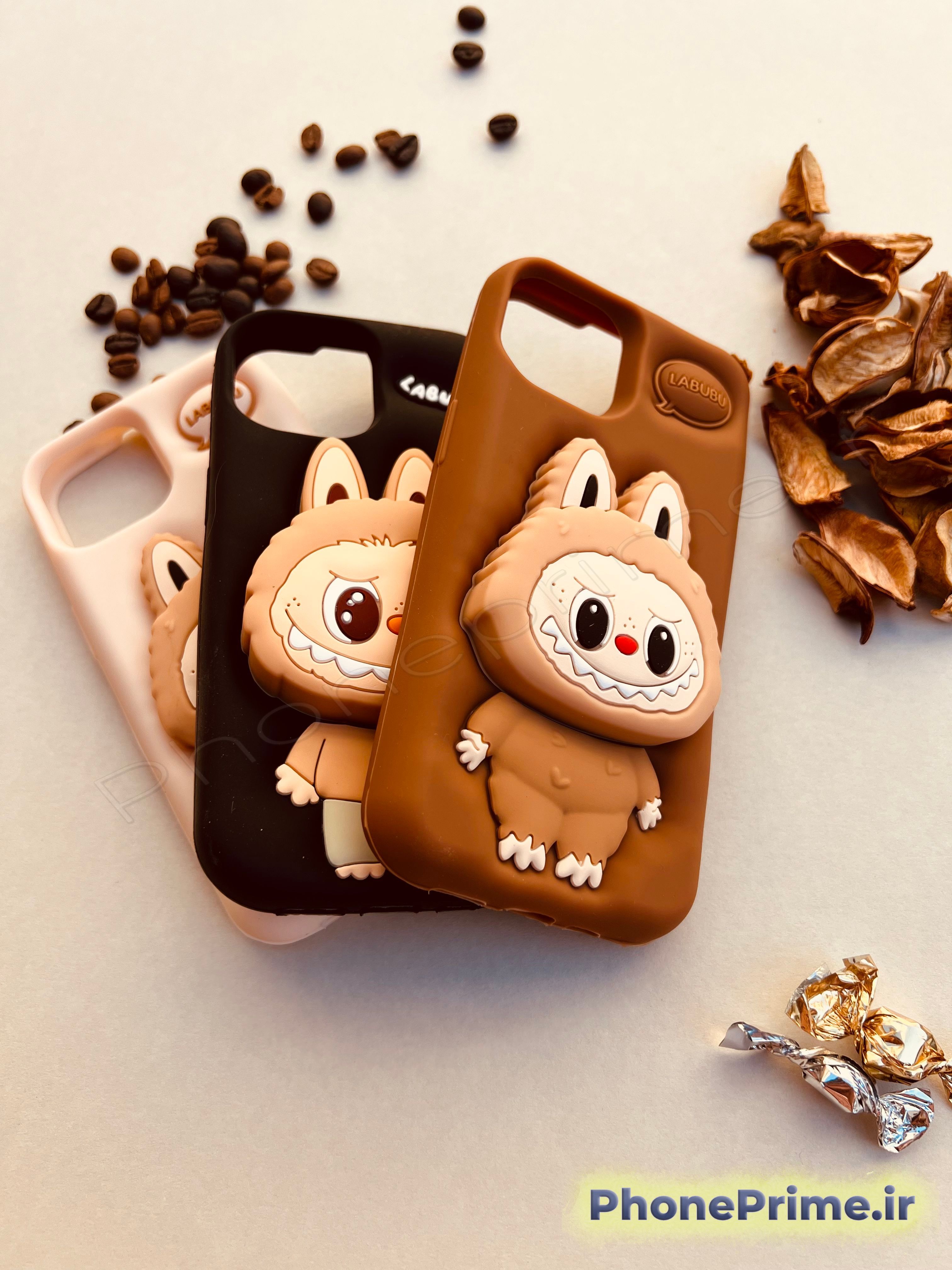 کاور لبوبو آیفون 12 پرو مکس رنگ کرم با چاپ برجسته دخترانه  قاب LEBOBO آیفون 13 پرو مکس رنگ قهوه‌ای طرح فانتزی لاکچری  کاور مشکی لبوبو برای آیفون پرومکس با محافظ دوربین و بدنه ضدضربه