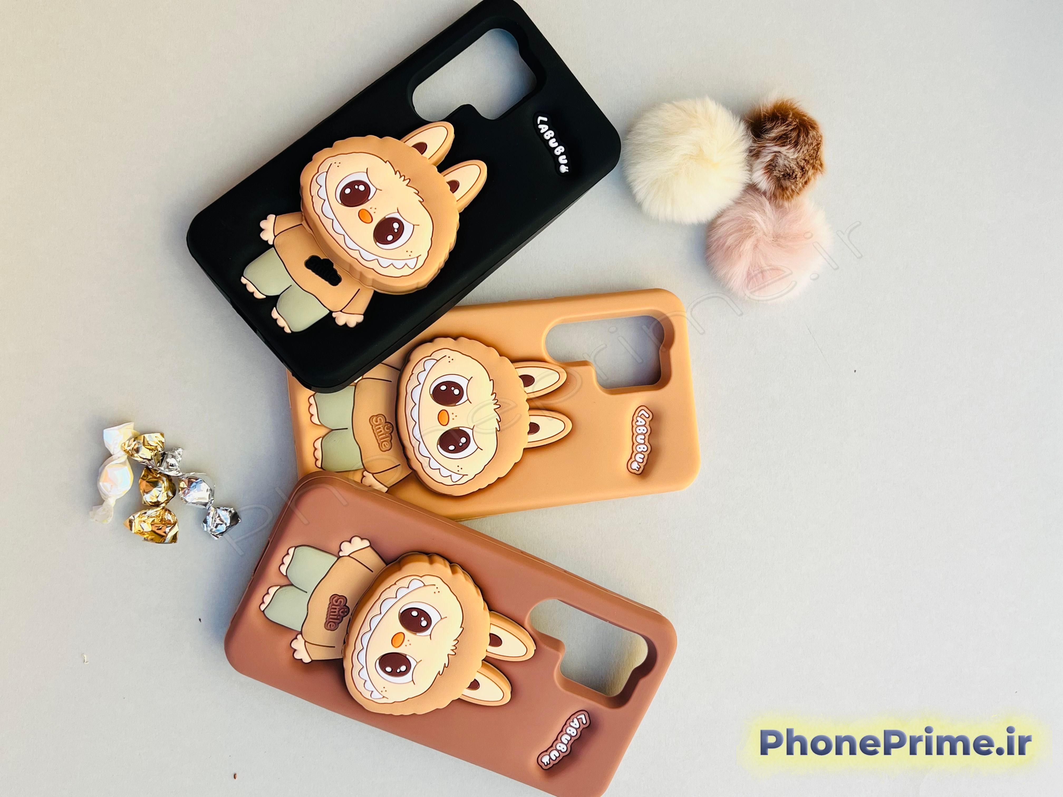 کاور لبوبو سامسونگ S23 Ultra رنگ کرم با چاپ برجسته  قاب دخترانه Lebobo S23 Ultra رنگ قهوه‌ای  قاب مشکی لبوبو S23 Ultra با محافظ دوربین