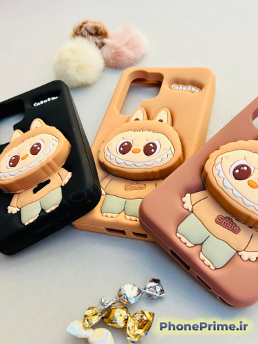 کاور لبوبو S25 Ultra رنگ کرم با چاپ برجسته سهبعدی قاب Lebobo S25 Ultra رنگ قهوهای فانتزی