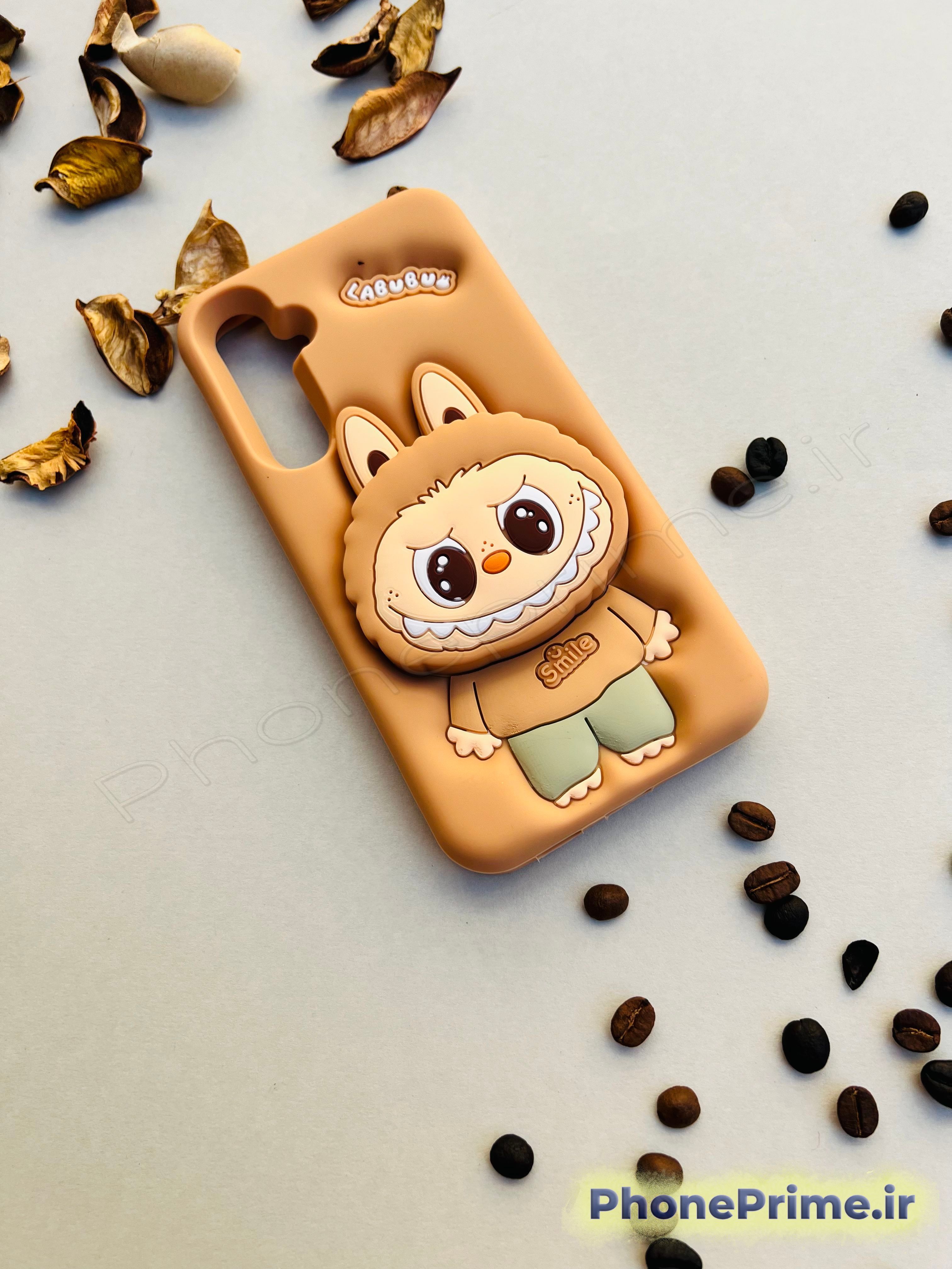 قاب Labubu سامسونگ S24 FE رنگ کرم با چاپ برجسته سه‌بعدی  کاور فانتزی Labubu S24 FE رنگ قهوه‌ای  قاب مشکی S24 FE با محافظ کامل لنز