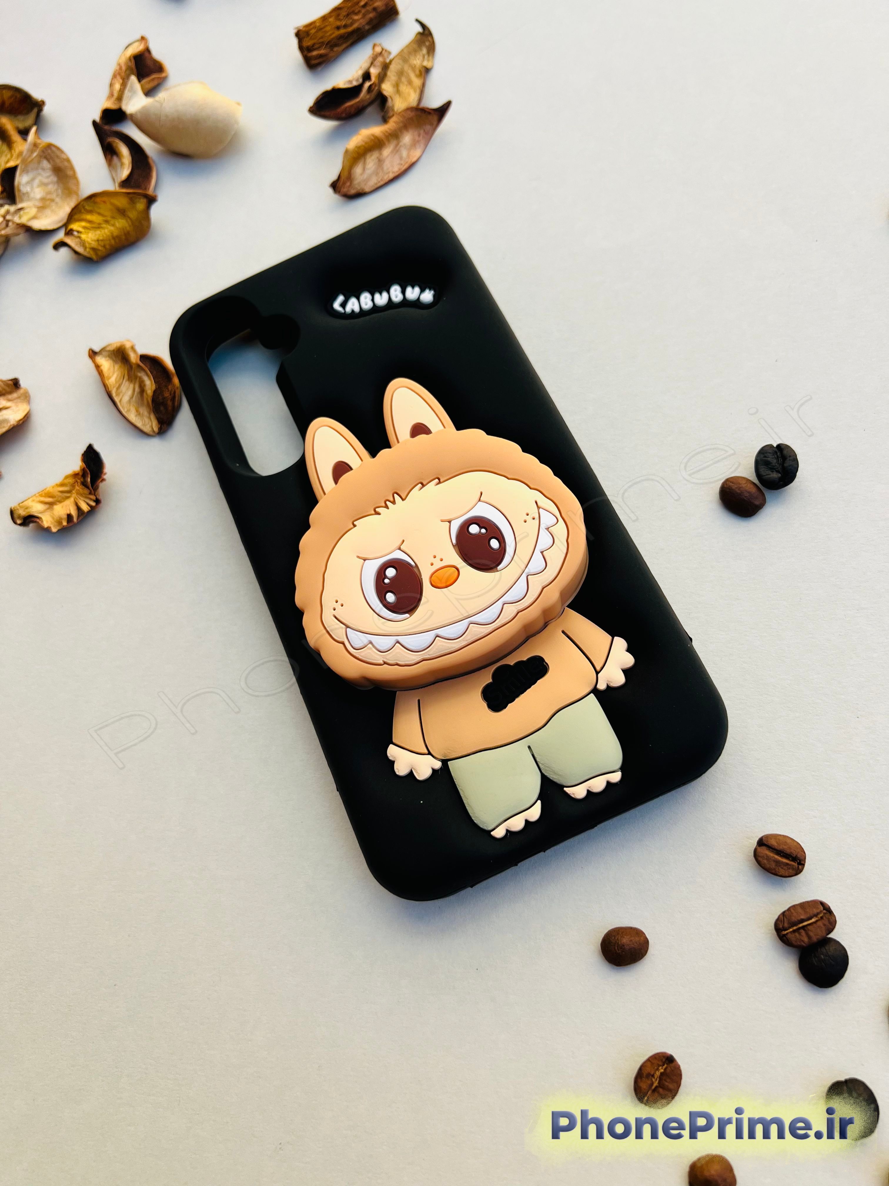 کاور Labubu S23 FE رنگ کرم  قاب Labubu S23 FE رنگ قهوه‌ای  قاب محافظ لنز مدل Labubu برای S23 FE