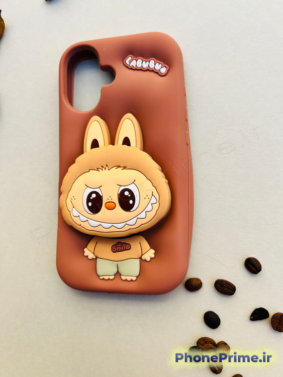 قاب Labubu A07 رنگ کرم با چاپ سهبعدی کاور فانتزی A07 مدل Labubu رنگ قهوهای قاب مشکی A07 با محافظ دوربین