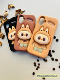 قاب Labubu A07 رنگ کرم با چاپ سهبعدی کاور فانتزی A07 مدل Labubu رنگ قهوهای قاب مشکی A07 با محافظ دوربین