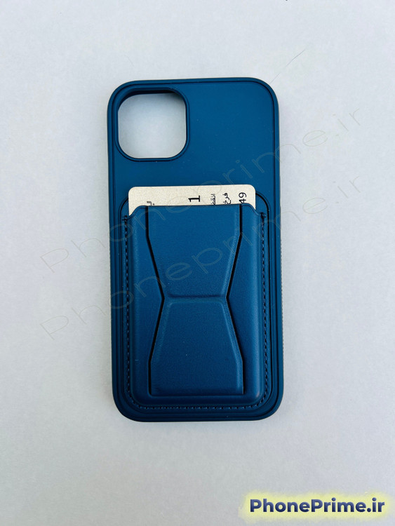 کاور چرمی ولت دار آیفون 13 سورمه ای