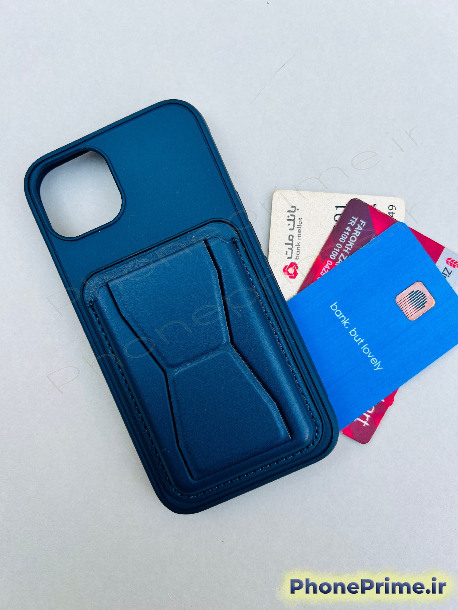 کاور چرمی ولت دار آیفون 13 سورمه ای