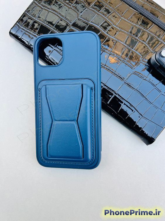 کاور چرمی ولت دار آیفون 13 سورمه ای