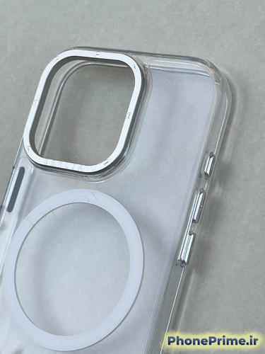 کاور شفاف مگسیف اورجینال با فریم تیتانیومی آیفون 16 پرو – ضد زردی و رنگ ثابت