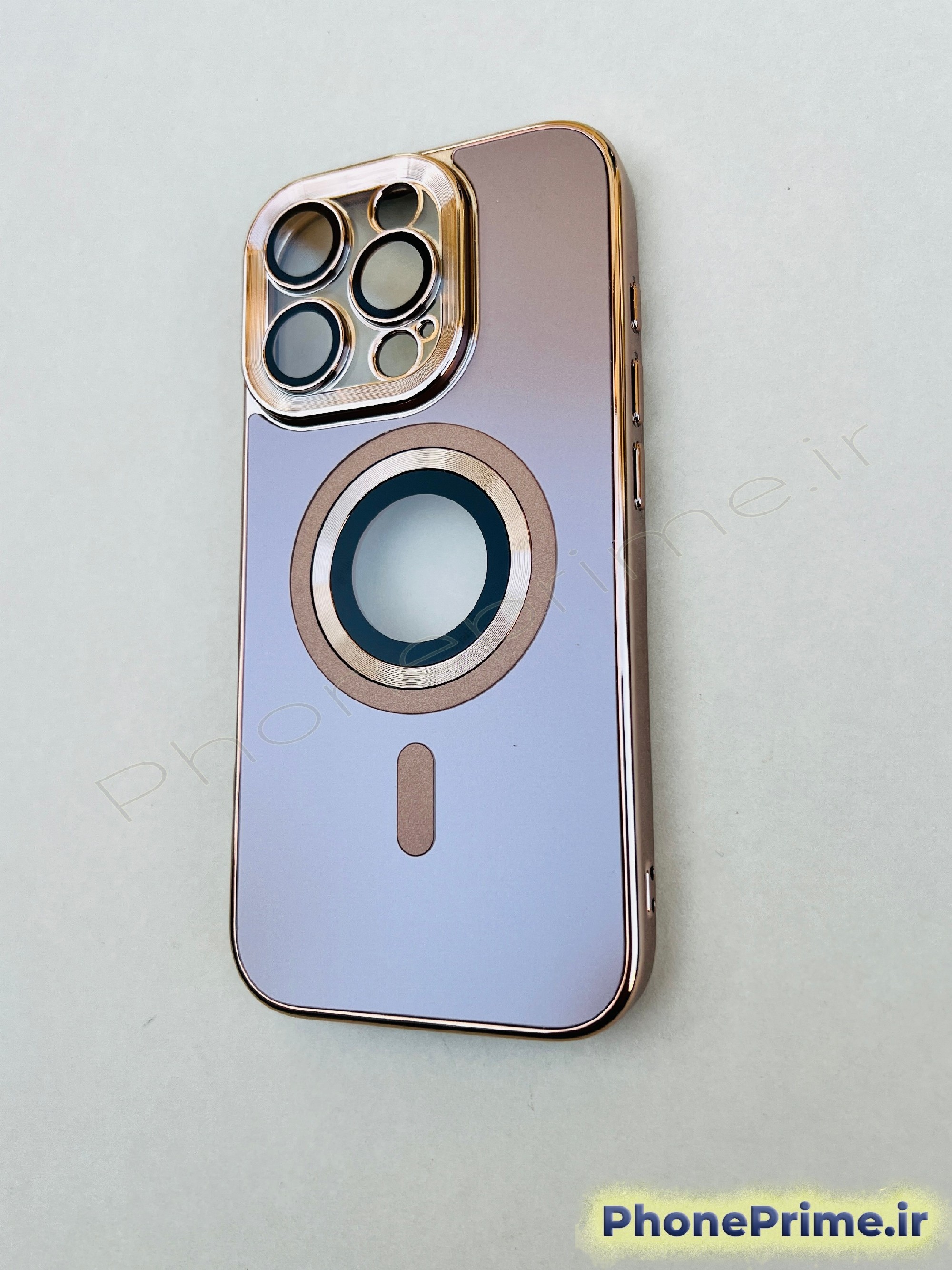 کاور فوق لوکس طلایی (Gold) مگسیفدار – محافظ لنز یکپارچه، بدون تغییر رنگ، فوقلاکچری – مخصوص iPhone 16 Pro