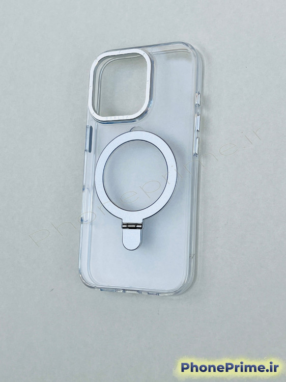 کاور شفاف با فریم تیتانیومی – مگسیف فلزی استند شو ، ضدزردی واقعی، فوقمقاوم و لاکچری