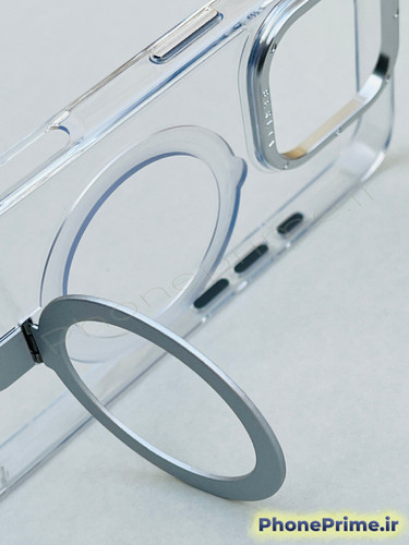 کاور شفاف با فریم تیتانیومی – مگسیف فلزی استند شو ، ضدزردی واقعی، فوقمقاوم و لاکچری