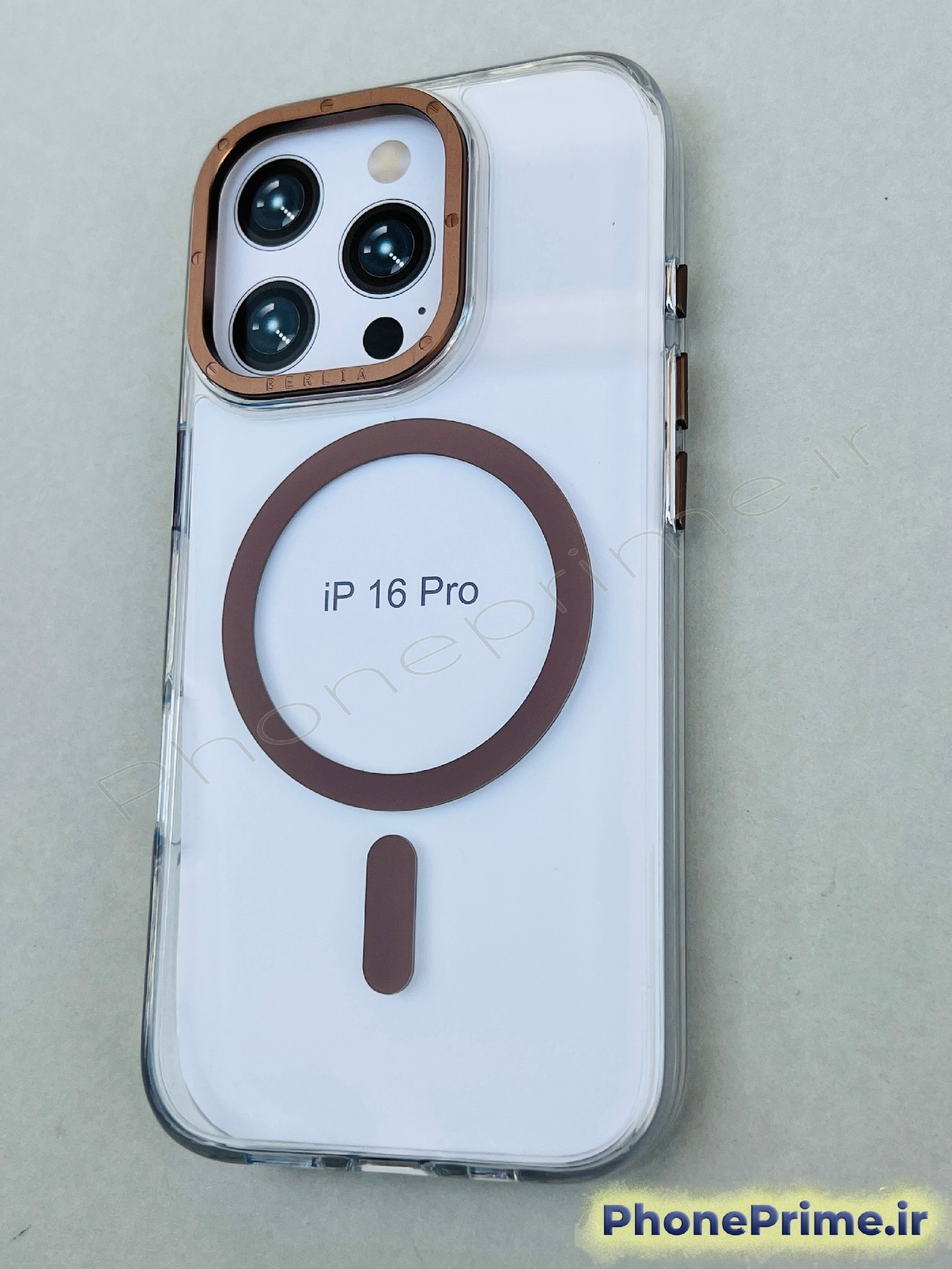 کاور شفاف اورجینال با فریم تیتانیومی و میگ سیف رنگ صحرا