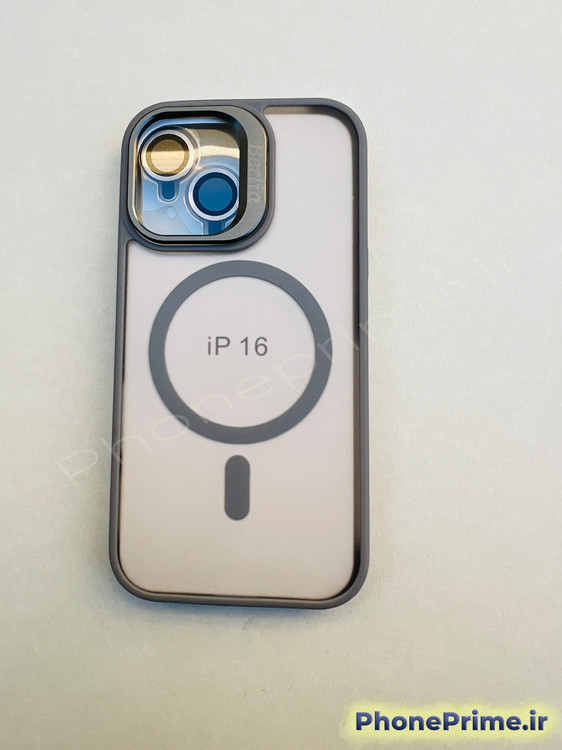 کاور مات تیتانیومی رنگ Gray با مگسیف اصلی و محافظ لنز شیشهای مخصوص آیفون 16 – مدل لوکس و ضدضربه