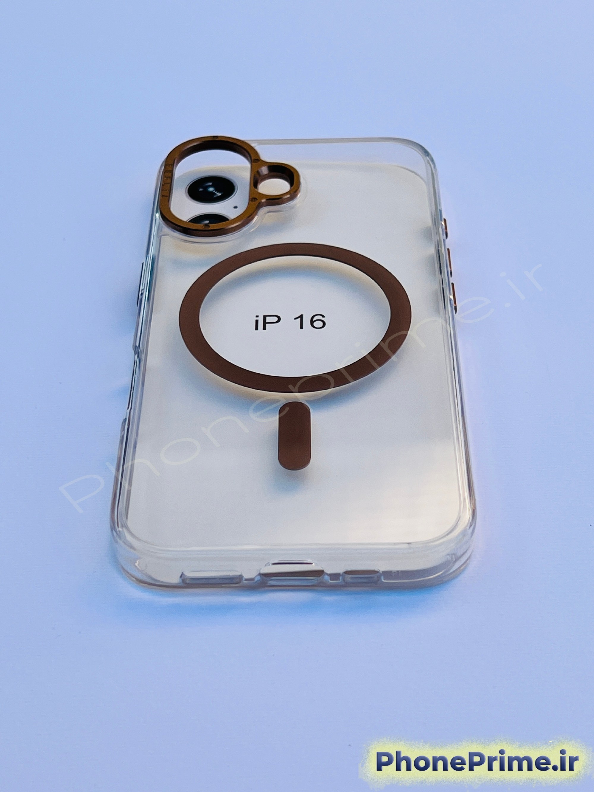 خرید کاور شفاف ضدزردی آیفون 16 با فریم تیتانیومی Desert و مگسیف اصل – محافظ شفاف لوکس و مقاوم