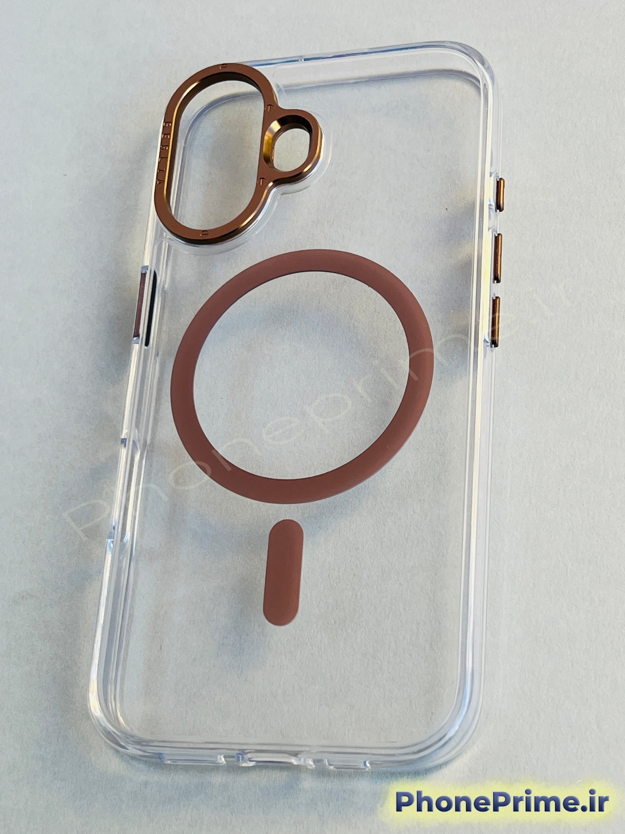 خرید کاور شفاف ضدزردی آیفون 16 با فریم تیتانیومی Desert و مگسیف اصل – محافظ شفاف لوکس و مقاوم