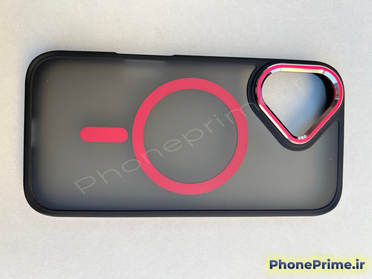 کاور پشت مات مقاوم آیفون 16 با فریم تیتانیومی قرمز و دور مشکی/قرمز – ضدضربه، مگسیف اصلی، کیفیت لوکس