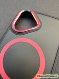 کاور پشت مات مقاوم آیفون 16 با فریم تیتانیومی قرمز و دور مشکی/قرمز – ضدضربه، مگسیف اصلی، کیفیت لوکس