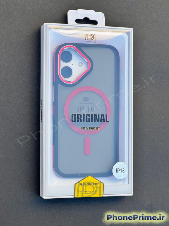 کاور پشت مات مقاوم آیفون 16 با فریم تیتانیومی قرمز و دور مشکی/قرمز – ضدضربه، مگسیف اصلی، کیفیت لوکس