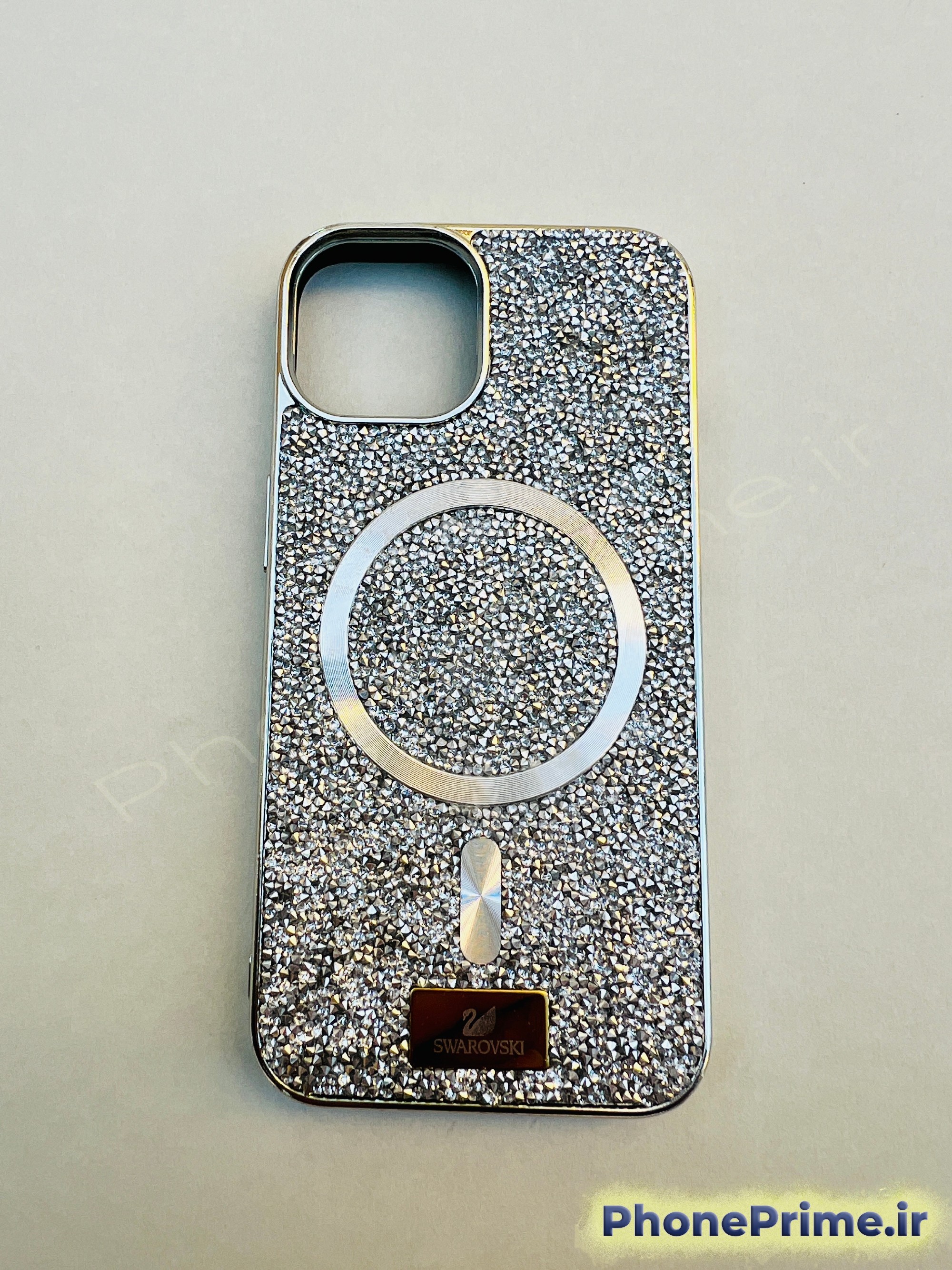 کاور طرح سوارسکی آیفون 13 سیلور – نمای پشت