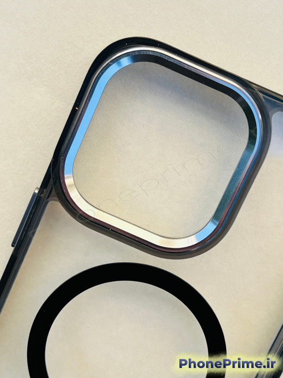 کاور شفاف مگسیف مشکی دودی آیفون 15 پرو مکس