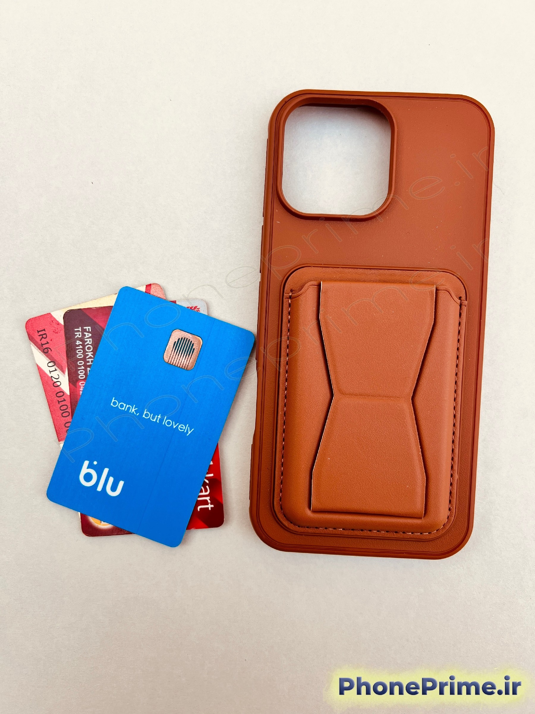 کاور چرمی قهوه ای ولت‌دار آیفون 11 پرومکس