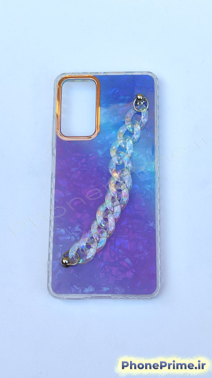 کاور شیائومی Note 11 Pro 4G / note 12 pro 4g هولوگرامی شاین آبی بنفش زنانه با زنجیر طرح فانتزی